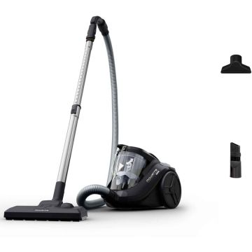 Rowenta Aspirator fara sac Rowenta Compact Power Cyclonic RO3725EA, 750W, recipient praf 1.5 L, 2 niveluri de filtrare pana la 99.98%, raza de operare 8.8m, zgomot redus 79 dB(A), negru
