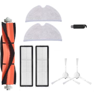 Set accesorii PAA-home®, compatibil cu aspiratoarele Dreame F9, 2 filtre, 2 perii laterale albe, 1 perie centrala cu capeti detasabili, 2 lavete si 1