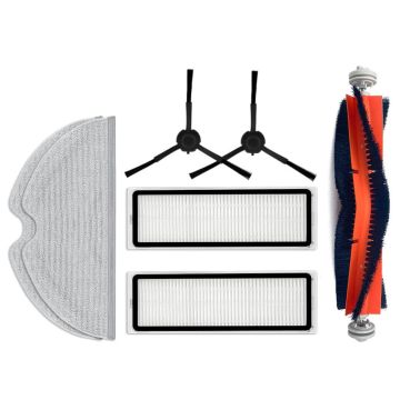 Set accesorii PAA-home®, compatibil cu aspiratoarele Xiaomi Mijia 2C, 2 filtre, 2 perii laterale negre, 1 perie centrala cu capeti detasabili, 2 lavet