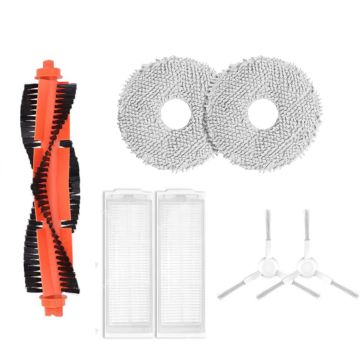 Set accesorii PAA-home®, compatibil cu aspiratoarele Xiaomi Mijia Self-Cleaning Robot 2 C101, 2 filtre, 2 perii laterale albe, 1 perie centrala cu cap