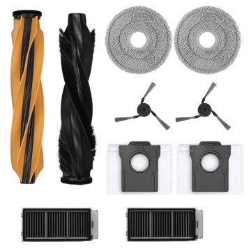 Set accesorii PAA-home, compatibile cu aspiratoarele Mova V50 Ultra/X50 Master/X50s, continut: 2 lavete, 2 filtre, 2 perii laterale negre, set periI c