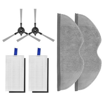 Set accesorii PAA-home®, compatibile cu aspiratoarele Xiaomi E5, 2 filtre, 2 perii laterale albe, 2 lavete