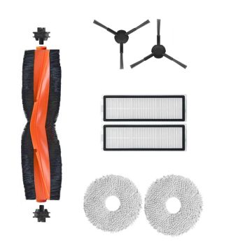 Set accesorii PAA-home, compatibile cu aspiratoarele Xiaomi X20 Max / X20 Pro, 2 lavete, 2 filtre, 2 perii laterale negre, 1 perie centrala