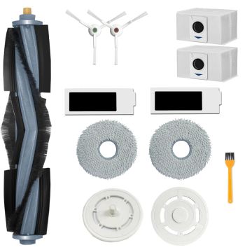 Set accesorii PAA-home® compatibile cu aspiratorul Ecovacs Deebot T20 Omni/T20e, 1 perie centrala 2 lavete, 2 suporti lavete, 2 perii laterale albe, 2