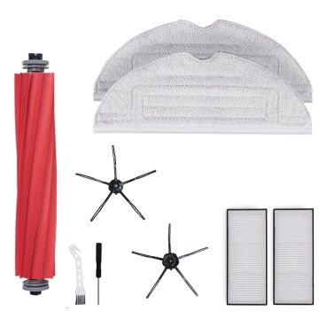 Set accesorii PAA-home compatibile cu aspiratorul Roborock MaxV , filtru 2 buc, perie tambur 1 buc, perie laterala neagra 2 buc, lavete microfibra 2 b