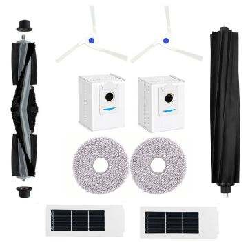 Set accesorii PAA-home® compatibile cu aspiratorul robot Ecovacs Debot X2/X2 Omni/X2 Pro/X2, DEX86 2 perii centrale 2 lavete, 2 perii laterale albe, 2