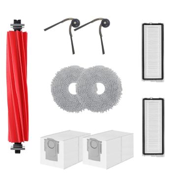 Set accesorii PAA-home compatibile cu aspiratorul robot Roborock QR 798 QR 598 QV 35A QV 35S, 1 perie centrala,  2 lavete, 2 perii laterale, 2 filtre