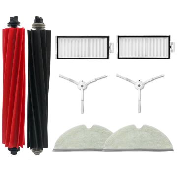 Set accesorii PAA-home compatibile cu Roborock Q8 max  Alb, 2 perii centrale, 2 filtre, 2 perii laterale si 2 lavete