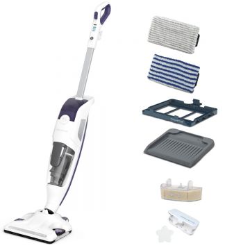 Aspirator cu abur Rowenta Clean & Steam Revolution RY7731WH  1500W  cablu 7.5m  accesoriu covoare  filtru anticalcar  alb/mov