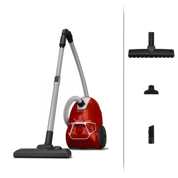Aspirator cu sac Rowenta Compact Power parquet RO3953EA  900W  Clasa A  Tub telescopic din metal  Sac Hygiene+  Rosu