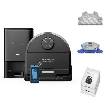 Aspirator robot Rowenta X-Plorer Serie 220+ RR9485WH  aspirator si mop  autonomie 120 min  recipient praf 0.35L  statie de incarcare si golire praf  m