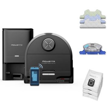 Aspirator robot Rowenta X-Plorer Serie 240 AI+ RR9695WH  aspirator si mop  autonomie 120 min  recipient praf 0.35L  statie de incarcare si golire praf