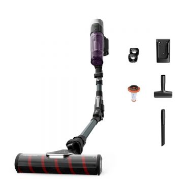 Aspirator vertical Rowenta X-Force Flex 9.60 Allergy RH2048WO  250W  45 minute autonomie  3 trepte de putere  iluminare LED  functie Boost  statie de