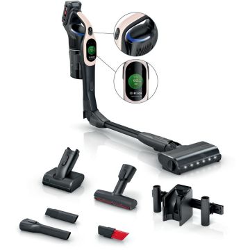 BOSCH Aspirator cu acumulatori Bosch Unlimited 10 BBS1041RBA, baterie 4 Ah, 6 moduri de curatare, Perie MicroClean, Perie HardFloor, Senzor MicroClean, Timp de functionare pana la 80 min. pe Eco mode, Rose