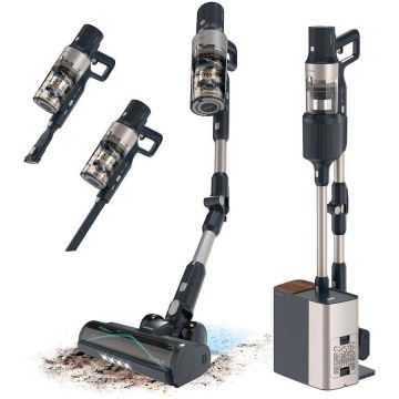 CECOTEC Aspirator vertical Cecotec Conga Rockstar 5500 Hurricane Station Flex, 700 W, 30000 Pa, Negru