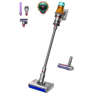 DYSON Aspirator vertical Dyson V12s Detect Slim Submarine (2025), 140 AW, 3 moduri putere, Autonomie 60 minute, Recipient 0.35 l, Galben/Nichel