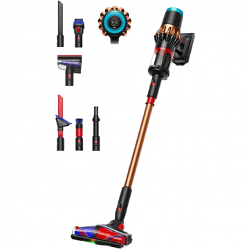 DYSON Aspirator vertical fara fir, Dyson V16 Piston Animal™ 495948-01, Autonomie 70 minute, Recipient 1.3 l, Ecran LCD, Filtru HEPA, 900 W, Kit special de curatare, Negru/Maro