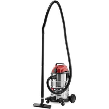 Einhell Aspirator multifunctional umed/uscat Einhell TC-VC 3055 SA, putere 900 W, 190 mbar, priza automata pentru unelte electrice, recipient colectare din otel inoxidabil 30 l, roti si role, include duze