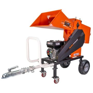 Ruris Tocator de crengi Ruris STB800 cu motor 9 CP, 212 cmc, 6 cutite, diametru taiere 80 mm, capacitate 4 mc pe ora, Alb-Negru, Portocaliu