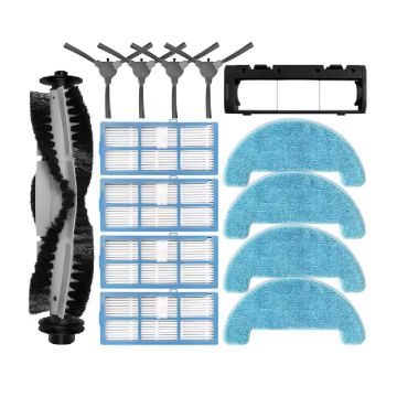 Set accesorii PAA-home®, compatibil cu aspiratoarele Bagotte BG600/ BG700/ BG750/ BG800 MAX, 4 filtre, 4 perii laterale negre, 1 perie centrala cu cap