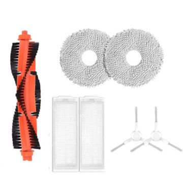 Set accesorii PAA-home®, compatibil cu aspiratoarele Xiaomi Mijia Self-Cleaning Robot 2 C101, 2 filtre, 2 perii laterale albe, 1 perie centrala cu cap