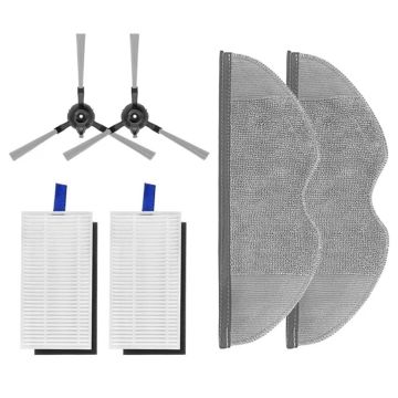 Set accesorii PAA-home®, compatibile cu aspiratoarele Xiaomi E5, 2 filtre, 2 perii laterale albe, 2 lavete