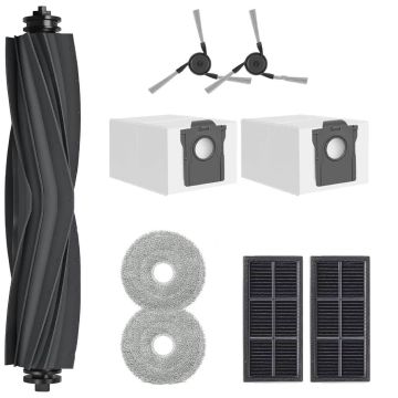 Set accesorii PAA-home, compatibile cu aspiratorul MOVA P10/ P50 Pro Ultra , continut: 2 lavete, 2 filtre, 2 perii laterale negre, 1 perie central si