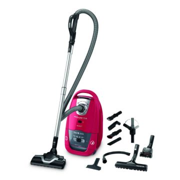 Aspirator cu sac Rowenta Silence Force RO7793EA  450W  recipient praf 4.5 L  3 nivele de putere  accesorii Animal Care Pro  Allergy+  64 dB  rosu