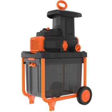 Black&nbsp;&&nbsp;Decker Tocator crengi si resturi vegetale electric Black & Decker BEGAS5800-QS, putere 2800 W, diametru tocare maxim 45 mm, cos colectare 45 L, functionare inainte/inapoi, roti si picioare robuste, Portocaliu-Negru