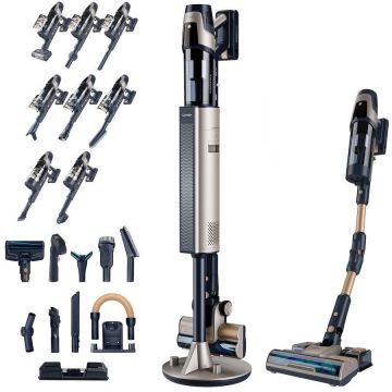 CECOTEC Aspirator vertical+aspirator de mana Cecotec Conga Rockstar 11500 Odyssey Station, 320 W, 30000Pa, Control prin aplicatie, AI, senzori de particule, Negru-Auriu