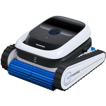 Ecovacs Robot curatare piscina  Ecovacs Ultramarine P1, putere aspiratie 18m/h (4800 GPH),  curatare fara fir a podelei, peretilor si liniei de plutire, autonomie a bateriei de 180 de minute, Alb-Negru