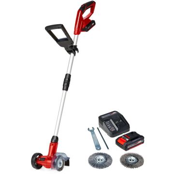 Einhell Aparat de curatat rosturi pavaj pe acumulator Einhell GC-CC 18 Li Kit, 18 V, 1200 RPM, diametru perie 100 mm, 1 acumulator, incarcator