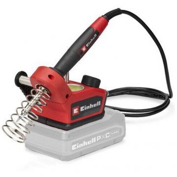 Einhell Ciocan de lipit pe acumulator Einhell TE-SI 18/480 Li E - Solo Power X-Change, 18 V, 200–480 °C, pentru lipire, ecran LCD, inclusiv 2 varfuri ascutite, 1 varf plat si cositor, Rosu-Negru