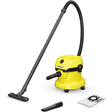 Karcher Aspirator umed-uscat Karcher WD 2 Plus V-12/4/18, 1000 W, recipient 12 l, furtun 1,8 m, functie de suflare, sac de filtrare, Galben-Negru