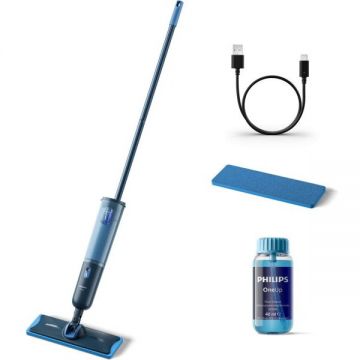 Philips Mop electric Philips OneUp XV3101/11 seria 3000, absoarbe apa murdara si pompeaza apa curata, autonomie 50 min, rezervoare de apa separate, balama rotativa la 360°, fara fir, manevrabil, pana la 125 mp, pentru pardoseli dure, delicate si neabsorb
