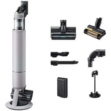 Samsung Aspirator vertical Samsung Bespoke Jet AI Lite Pet VS80F28DLP/GE, putere 280W, Motor HexaJet Inverter, Filtrare HEPA, WiFi, AI Cleaning 2.0, Jet Dual Brush+, Perie Pet+, Autonomie 60 min, Gri