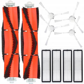 Set 10 accesorii compatibile cu Xiaomi Mi1, Mi2, RoboRock S50, S51, S55, S60, S6, 2 perii tambur, 4 perii laterale, 4 filtre Hepa