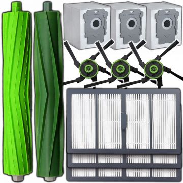 Set 11 accesorii NewEvo compatibile cu iRobot Roomba S9, S9+, 2 perii tambur, 3 perii laterale, 3 filtre Hepa, 3 saci aspirator
