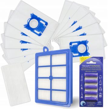 Set 12 Saci Textili Netesuti tip S-Bag, Filtru Hepa, Filtru Admisie si Odorizant Aspirator, NewEvo , Compatibili cu Philips, Electrolux si AEG