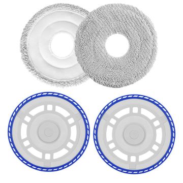 Set 2 mopuri si 2 suporti pentru mop PAA-home, compatibili cu aspiratoarele model Ecovacs Deebot T30 Pro Omni/T30 Pro/T30 Max/T30S/T50/Yeedi M12