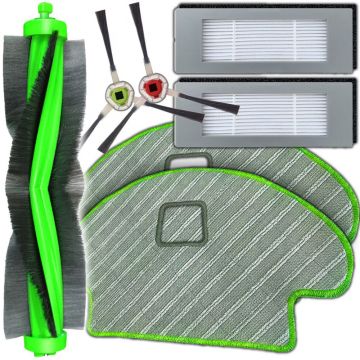 Set 7 accesorii NewEvo compatibile cu iRobot Roomba Combo R113840, 1 perie tambur, 2 perii laterale, 2 filtre Hepa, 2 mop din microfibra