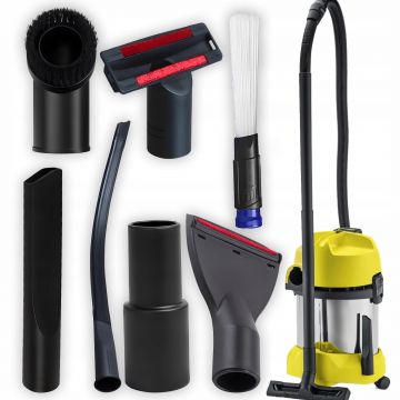Set 7 Accesorii NewEvo  pentru Aspiratoare Universale, Diametru 32-39 mm, Adaptor Inclus 35-39 mm, Materiale de Calitate, Durabile, Universale, Negru