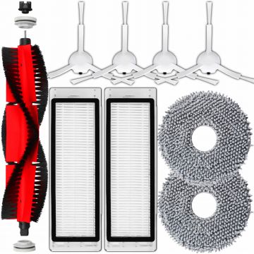 Set 9 accesorii NewEvo compatibile cu Xiaomi Roborock S10+, X10, X10+, X20+, Dream F9, 1C, 2C, 1T, 1 perie tambur, 4 perii laterale, 2 filtre Hepa, 2