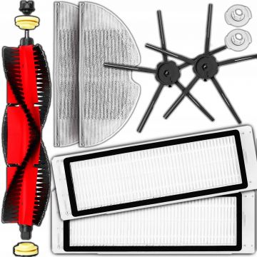 Set 9 accesorii NewEvo compatibile cu Xiaomi Roborock S5, S5 Max, S6 Max, S6 MaxV, S60, S65, 1 perie tambur, 2 perii laterale, 2 filtre Hepa, 2 filtre