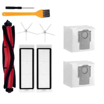Set accesorii PAA-home, compatibile cu aspiratoarele Roborock Q5 si Q5+, continut: 2 filtre, 2 perii laterale albe, 1 perie centrala, 2 saci praf si u