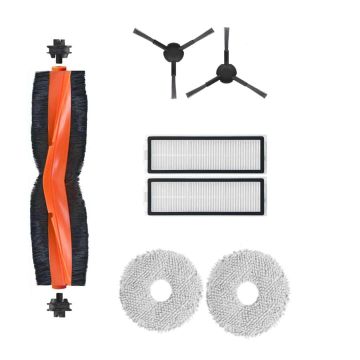 Set accesorii PAA-home, compatibile cu aspiratoarele Xiaomi X20 Max / X20 Pro, 2 lavete, 2 filtre, 2 perii laterale negre, 1 perie centrala