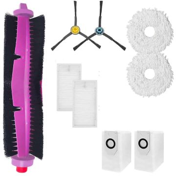 Set accesorii PAA-home, compatibile cu aspiratorul Midea V10/ V12/ W11, continut: 2 lavete, 2 filtre, 2 perii laterale negre, 1 perie central si  2  s