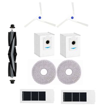 Set accesorii PAA-home® compatibile cu aspiratorul robot Ecovacs Debot X2/X2 Omni/X2 Pro/X2, DEX86 1 perie centrala 2 lavete, 2 perii laterale albe, 2