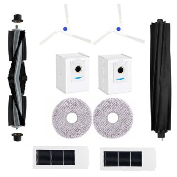 Set accesorii PAA-home® compatibile cu aspiratorul robot Ecovacs Debot X2/X2 Omni/X2 Pro/X2, DEX86 2 perii centrale 2 lavete, 2 perii laterale albe, 2