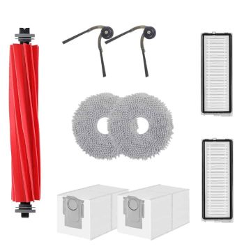Set accesorii PAA-home compatibile cu aspiratorul robot Roborock QR 798 QR 598 QV 35A QV 35S, 1 perie centrala,  2 lavete, 2 perii laterale, 2 filtre